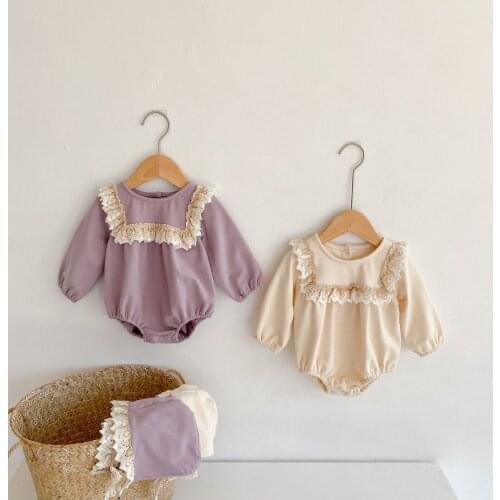 Newborn Baby Girls Clothes Lace Princess Baby Romper Spring 2021 Infant Girls Onesie Baby Clothes For Girls Jumpsuit With Hat