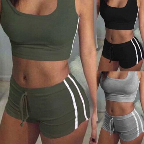 Sexy Women 2PCS Yoga Set Female Sleeveless Tank Top Bra Fitness Shorts Running Gym Sports Clothes Suit