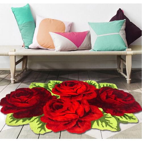 Red Rose Carpet for Livingroom/Bedroom/Bathroom/Wedding Rug Soft Shaggy Plush Washable Absorbent Microfibers Area Rug Bath Mat