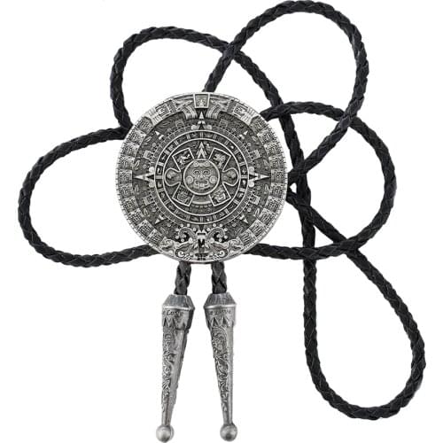 Solar calendar zinc alloy bolo tie leather rope mens clothing accessories