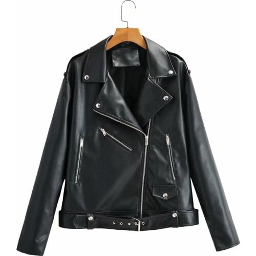 Faux Leather Jacket Women Casual PU Loose Motorcycle Jackets Female Streetwear Oversized Coat Korean Chic New Spring Brand Coat