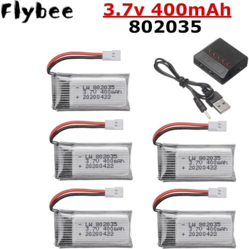 3.7V 400mAh Lipo Battery For H107 H31 KY101 E33C E33 U816A V252 H6C RC Drone Spare Parts 3.7v 802035 Battery Charger Set