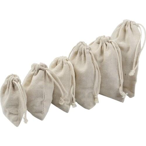 Linen Drawstring Jewelry Storage Bag Small Food Storage Bag Package Pouch Kitchen Sundries Tea Candy Nuts Storage Cosmetics Bag