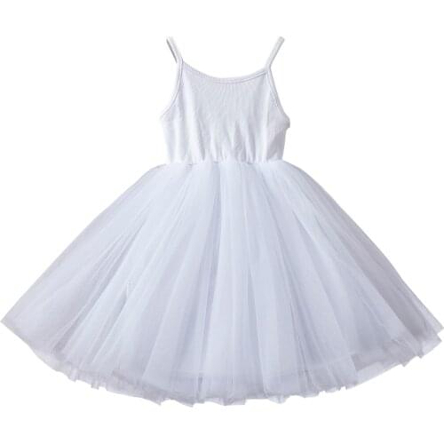 Summer Sweet Girls Dresses Sleeveless Sling Solid Color Tutu Clothes Kids Clothing Casual Elegant Dresses For 3-8 Year Girls