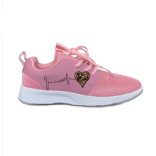Heartbeat love Leopard Cute Funny Fashion Sport Running Shoes Casual Breathable Lightweight 3D Print Female Girl Women Sneakers