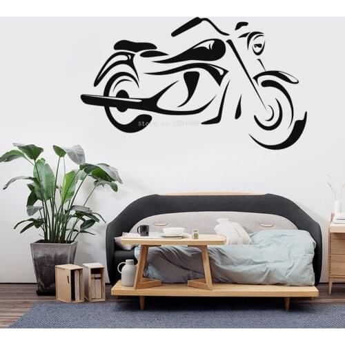 Cartoon Motorbike Wall Sticker Motorcycle Simple styling Vinyl Decals Garage Home Decor Interior Living Room Art poster DG595
