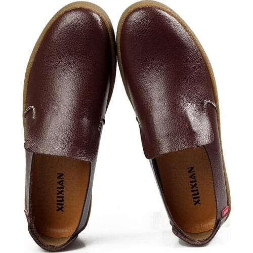 Mens Genuine Leather Boat Shoes Genuine Leather Soft Anti-slip Rubber Loafers Shoes Men Casual Real Leather Loafer