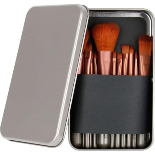 12pcs Makeup Brush Set With Iron Box Professional Powder Blush Eyeshadow Concealer Pen Lip Eye Make Up Brushes Cosmetic