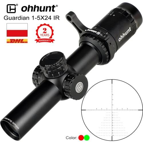 Ohhunt Guardian 1-5X24 IR Hunting Thin Edge Riflescopes Glass Etched Reticle RG Illumination Turrets Lock Compact Shooting Scope