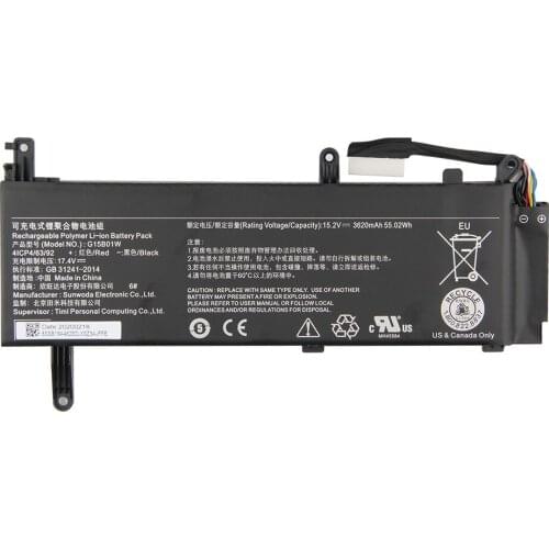 Xiao Mi Original Laptop Battery G15B01W For Xiaomi Mi Notebook 15.6" TM1705 TM1801 GTX1050Ti/1060 171502-AK/AN/AA/I 3620mAh