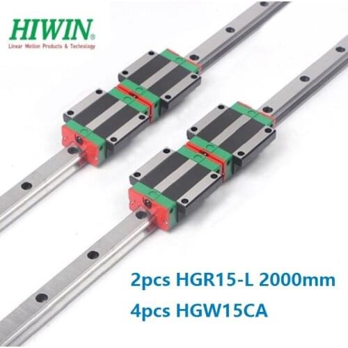2pcs origial Hiwin rail HGR15 -L 2000mm + 4pcs HGW15CA HGW15CC blocks for cnc router