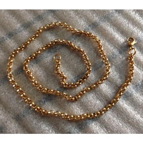 16"-34" 4mm Gold Plated Stainless Steel Rolo Chain Necklace for Fashion Jewelry