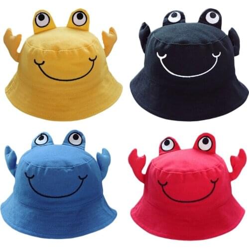 Toddler Baby Cartoon Crab Pattern Cotton Bucket Hat Sun Protection Fisherman Hat