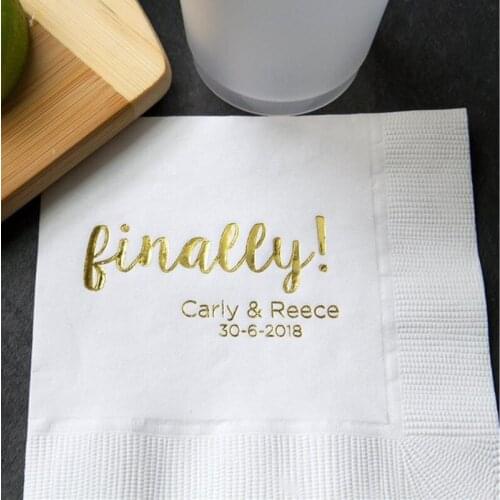 Personalized Finally Mr and Mrs Wedding Napkins, Rehearsal Dinner, Engagement Party,Custom Bar Napkins,baby shower Party