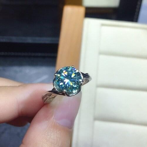 Luxury Silver Color Blue Green Gems Crystal Ring Cocktail Party Princess Ring Wedding Engagement Ring Bridal Fine Jewelry Gifts