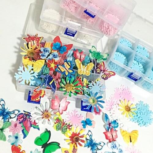 Edible Butterfly Cake Decoration Mixed 3D Snowflake Glutinous Wafer Rice Paper Edible Baking Tools Free Shipping