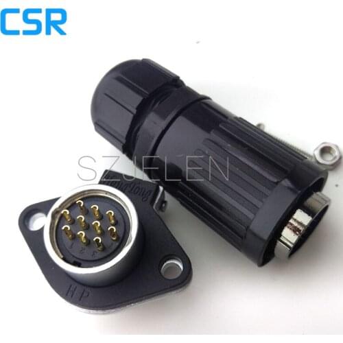 HP20 series, 10-pin waterproof connector adapter, 10-pin cable Panel Mount, industrial power cord plug socket 10 pin