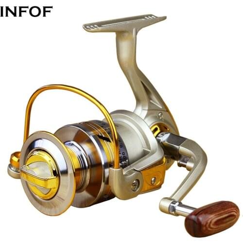 INFOF Spinning Fishing Reel 5.2:1 12BB 10BB Carp Fishing Tackle Spinning Wheel EF Series 1000-7000 Aluminum Spool