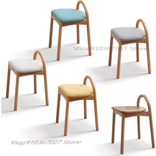 All Solid Wood Makeup Stool Simple Girl Makeup Stool Oak Dining Stool Nordic Bedroom Dressing Stool