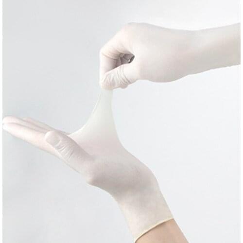 Light yellow 9-inch disposable powder-free hemp finger daily household rubber latex gloves