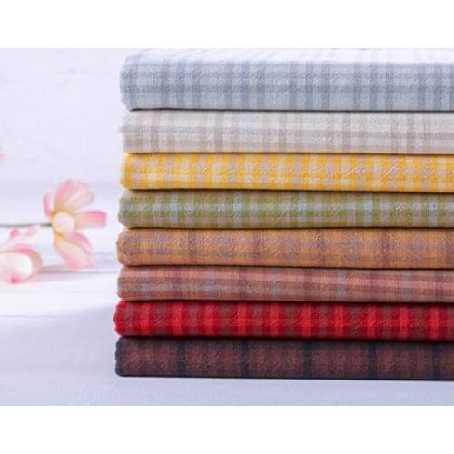 50*140cm Thick Soft Grid Japanese Yarn Dyed Cotton Fabric Basic Handmade patchwork Bag Purse Pillow Table Dress Trimming Cloth