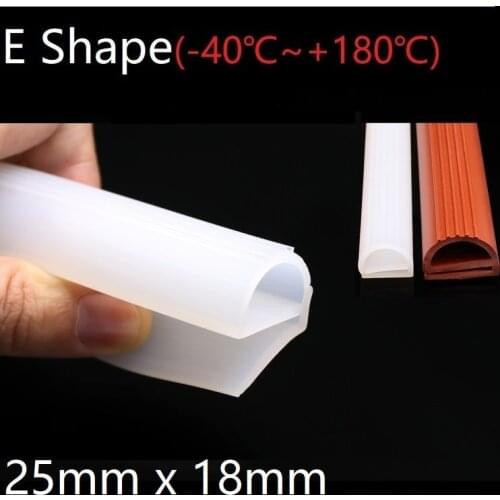 E Shape Seal Strip 25mm x 18mm Soft Silicone Rubber Car Sealing Bar Oven Freezer Door Steaming Machine Weatherstrip Red White