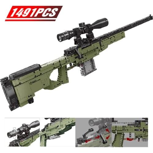 1491pcs Building Blocks SWAT Military AWM Sniper Models Gun Bricks Toys for Children Boys