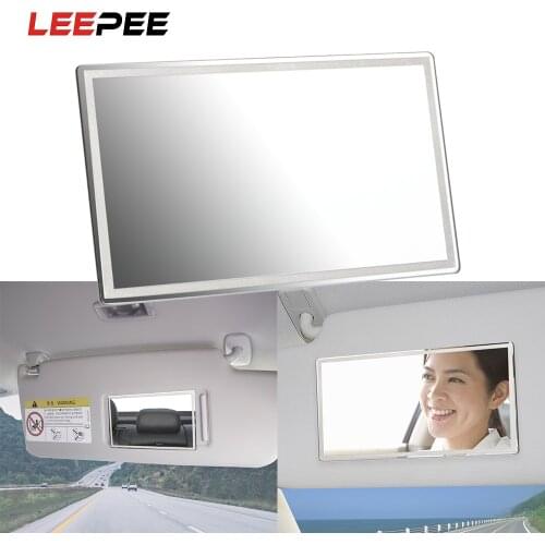 LEEPEE Car Interior Mirror Portable Car Makeup Mirror Auto Sun-Shading Visor HD Mirrors Universal Car-styling Stainless Steel
