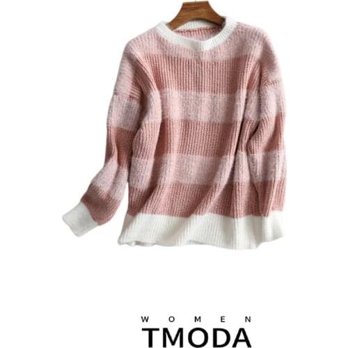 TMODA Za Hollow Out Tricot Khaki Knitted Pullovers Women Autumn 2019 O Neck Long Sleeve Streetwear Sweaters Casual Pull Femme
