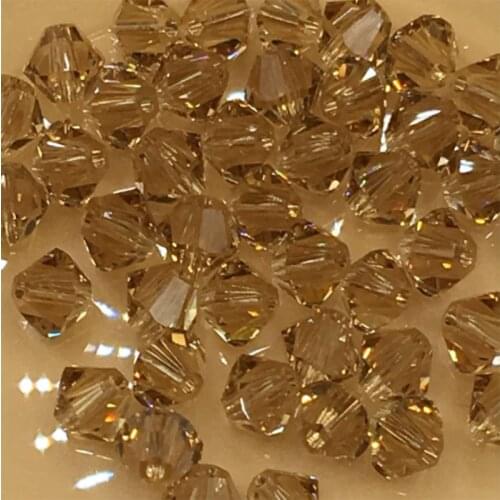 Golden Champagne 3mm 4mm 6mm rhombus faceted Crystal Glass Beads Loose Spacer Round Beads For DIY Jewelry Making