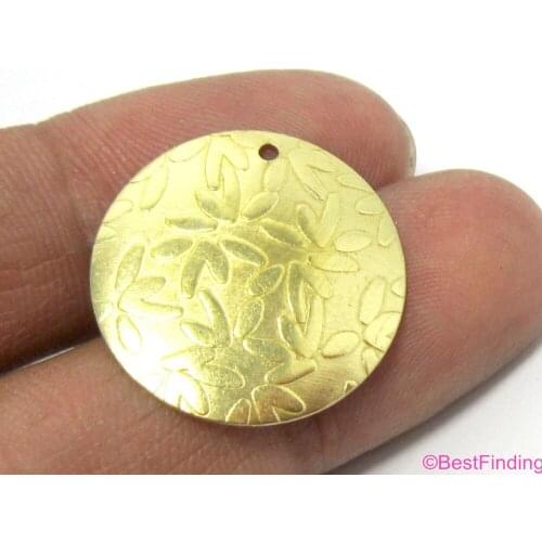 30pcs Brass pendant 22.5mm Emboss Raw brass round earrings findings charms R421