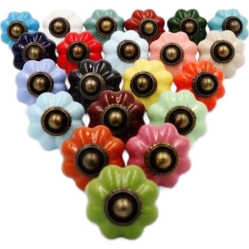 34mm Pumpkin Shape Design Furniture Ceramic Knobs Cupboard pulls Drawer Cabinet Handles Kitchen Knob Hardware Accessories 1Pcs