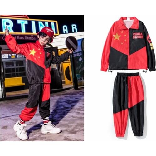 Kids Boys Street Dance Set Trend Wear Spring Fall Elementary School Middle School Student Jacket School Uniform Sports Meet Set