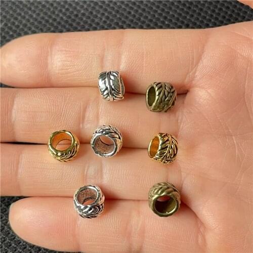 JunKang Metal alloy personality leaves lines Beads DIY handmade leather cord necklace bracelet spacer wholesale Fashion Jewelry