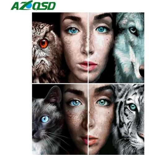 AZQSD Painting By Number Owl Animal Drawing On Canvas DIY Frame Picture By Number Girl Kits Handpainted Wall Art