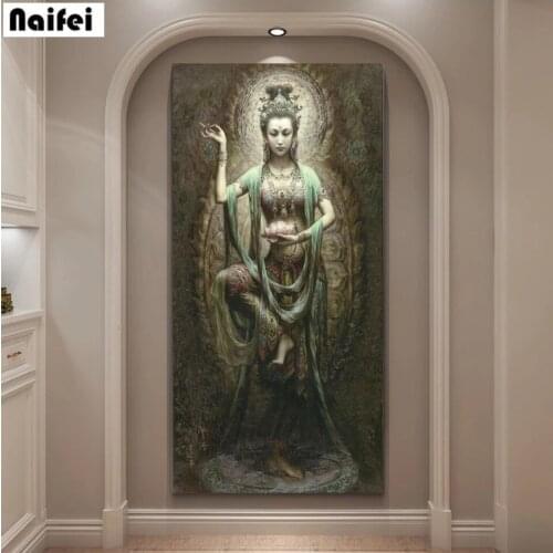 Full DIY Diamond Painting Dunhuang Guanyin Cross Stitch Diamond Embroidery Religion Patterns rhinestones Mosaic Wall Art Decor