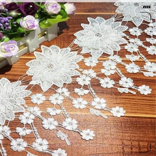 Lace fringed water soluble lace 17cm polyester silk three-dimensional flower embroidery lace barcode