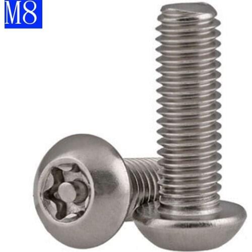 M8 M8 x 1.25 304 Stainless steel Pin Tamper Torx Security Button Head Screw Bolts