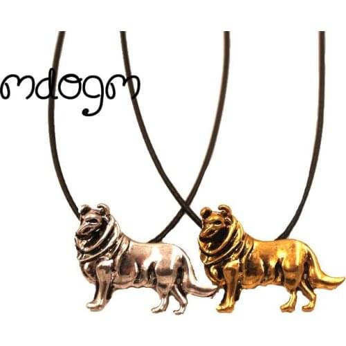 Mdogm Rough Collie Necklace Dog Animal Pendant Antique Gold Silver Plated Jewelry For Women Male Female Girls Ladies N032