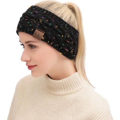 2020 Fashion Bohemia Winter Warm Knitted Headband Hair Accessories Womens CC Wool Wide Hairband Stretch Solid Hairband Headwear