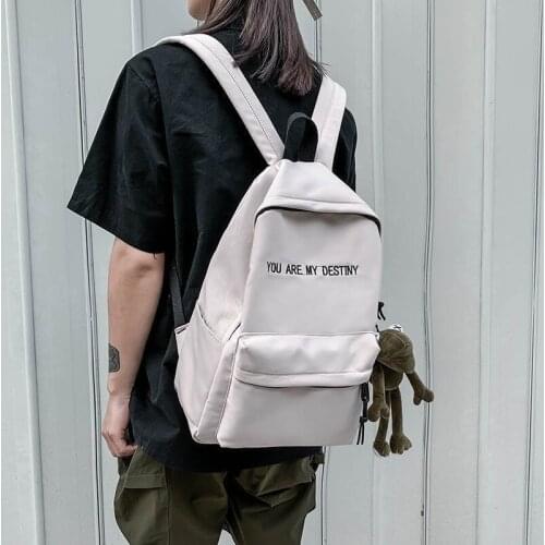 Fashion Womens Backpack Solid Color Kawaii Pendant School Bag For Girls Large Capacity Outdoor Travel Backpacks Scoolbags 2021