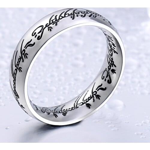 Men stainless steel font ring gothic finger fashion one cool men magic movie ring unique jewelry