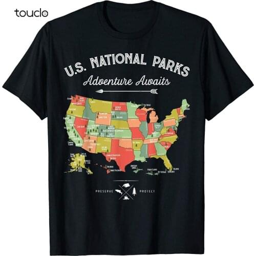 National Parks T shirt Map Camping tshirt Women Men Hiking T-Shirt Size S-3XL