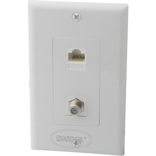 1 Gang CAT6 RJ45 F head TV wall plate with female to female connector