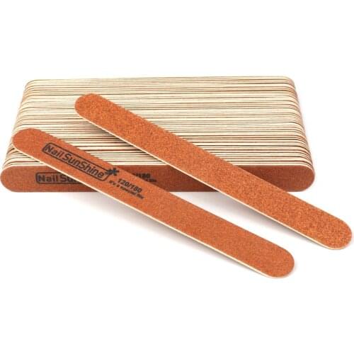 50Pcs Strong Thick Wood Nail File 120/180 Sandpaper Lima Nail Buffer Manicure Brown Wooden Sanding File Acrylic Nail Supplies