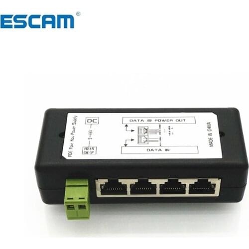 ESCAM 4 Ports 8 portsPoE Injector PoE Power Adapter Ethernet Power Supply Pin 4,5(+)/7,8(-) Input DC12V-DC48V for IP Camera