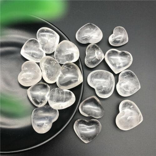 Drop Shipping 2pcs Natural White Quartz Crystal Heart Shaped Stones Healing Chakra Reiki Craft Natural Stones and Crystals