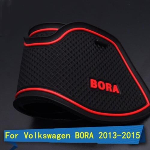 For Volkswagen BORA 2013-2015 Rubber Mat Lnterior Anti Slip Mat Door Slot Pad Cup Cushion Groove Mat Car Accessories 15pcs