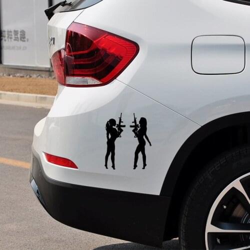 Sexy Girls Guns Silhouette Vinyl Sticker Car Window Laptop Tablet Truck Decal