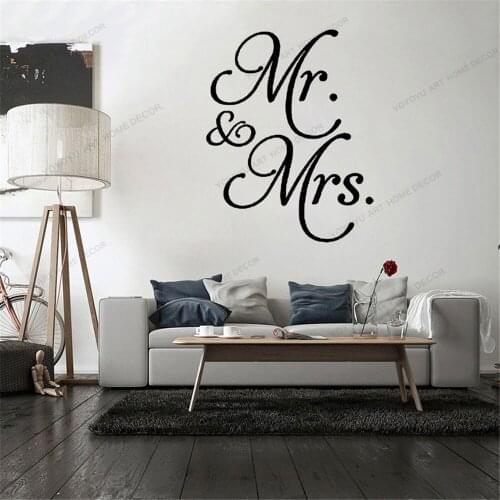Mr and Mrs Quote Vinyl Removable Wall Stickers Love Wallpaper Home Decor Bedroom Art Decal Bar Decoration Garage Sticker CX1838
